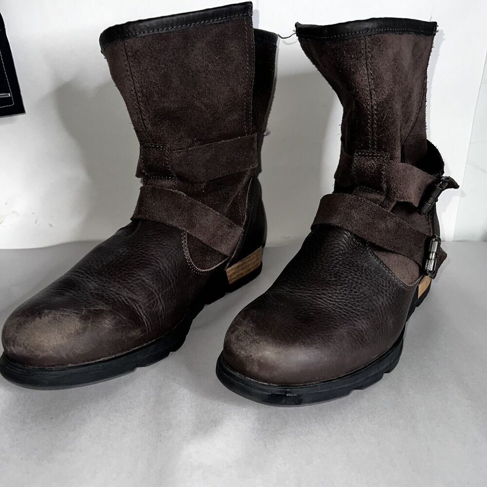 Sorel Brown Leather Lined Winter High Ankle Boots Womens Sz 9.5 Style Burnished - Picture 5 of 15